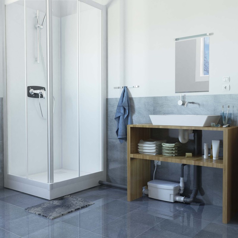 SFA sanibroyeur sanidouche pompe de douche dans salle de bains